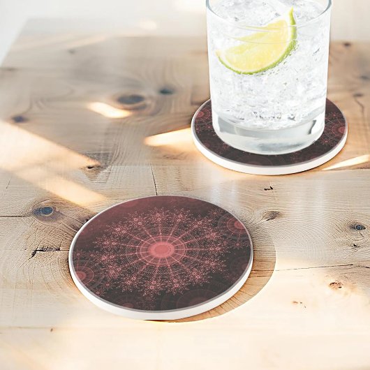 Dessous De Verre En Grès L'art floral étincelant cramoisi dans le rouge cla