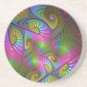 Dessous De Verre En Grès L'art fractal abstrait trippy lumineux coloré