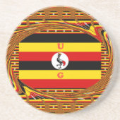 Dessous De Verre En Grès L'Art Vibrant Ouganda Inspiré Du Drapeau (Devant)