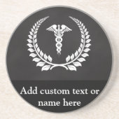 Dessous De Verre En Grès Laurier Médicale de caducée (Devant)