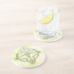 Dessous De Verre En Grès lavage de vert de conception florale d'art déco
