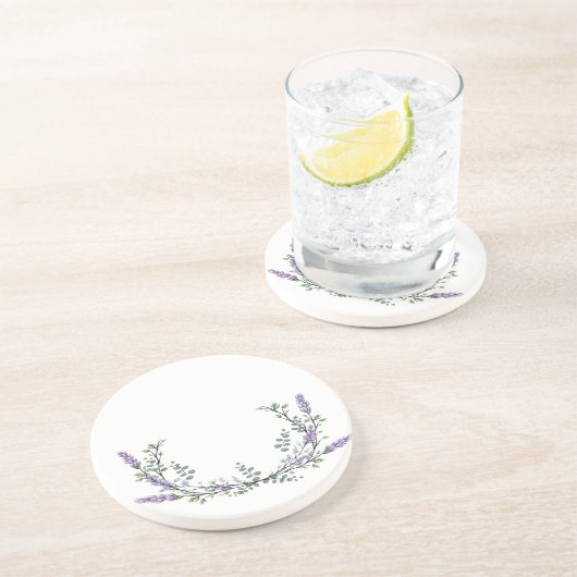 Dessous De Verre En Grès Lavande et Eucalyptus (Côté)