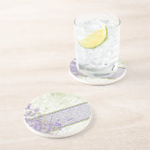 Dessous De Verre En Grès Lavande et remous floraux de vert (Côté)