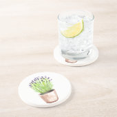 Dessous De Verre En Grès Lavande herbe pot plante rustique simple floral (Côté)