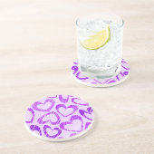 Dessous De Verre En Grès Lavande Joueuse mauve croquis Motif de coeur (Côté)