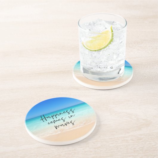 Dessous De Verre En Grès Le bonheur vient à Waves Beach Citation (Côté)