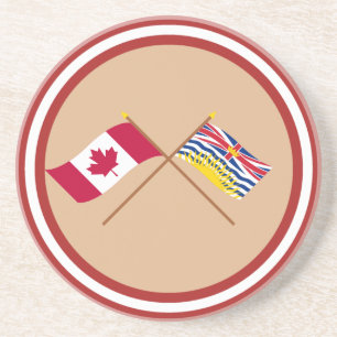 Dessous De Verre En Grès Le Canada et les drapeaux croisés par