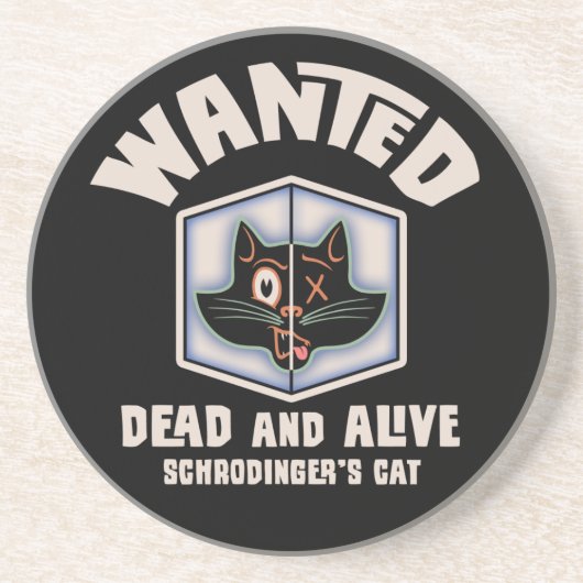 Dessous De Verre En Grès Le chat de Schrodinger Recherché (Devant)