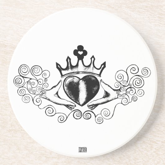 Dessous De Verre En Grès Le Claddagh (noir) (Devant)