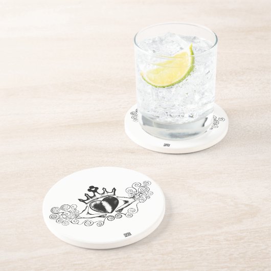 Dessous De Verre En Grès Le Claddagh (noir) (Côté)