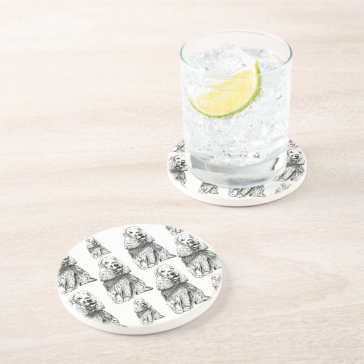 DESSOUS DE VERRE EN GRÈS LE COCKER SPANIEL INGLÉS. MOTIF (Côté)