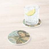 Dessous De Verre En Grès Le collage numérique de la dame ailée (Côté)