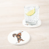 Dessous De Verre En Grès Le Dachshund À poils durs Jouant Un Violon (Côté)