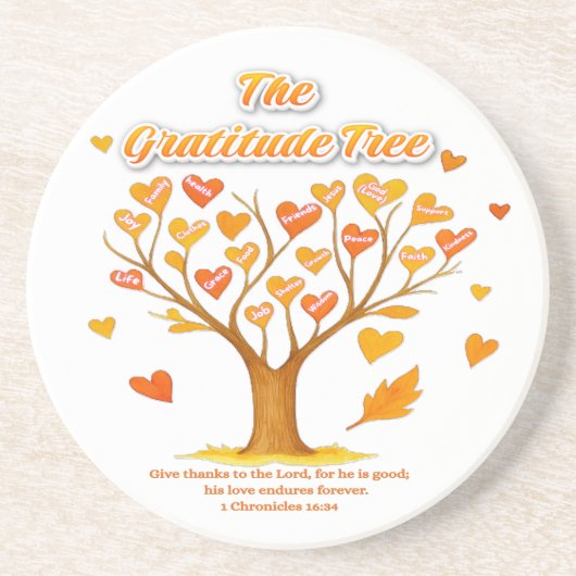 Dessous De Verre En Grès Le Dessous de verre de grès de Gratitude Tree (Devant)