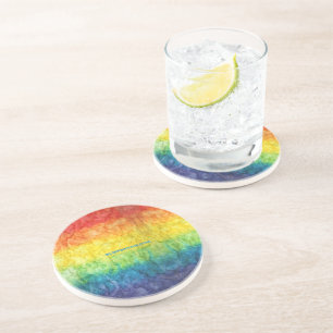 Dessous De Verre En Grès Le drapeau tie-dyé de SlipperyJoe arc-en-ciel pres