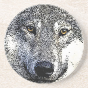 Dessous De Verre En Grès Le loup observe l'illustration