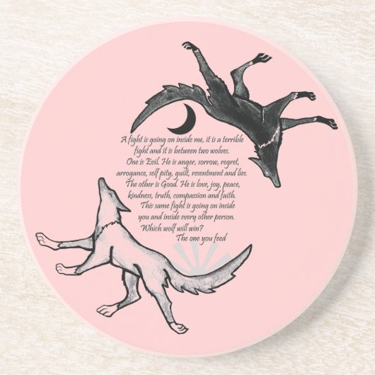 Dessous De Verre En Grès Le loup qui nourrit (Devant)