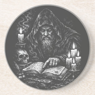 Dessous De Verre En Grès Le Magicien Étudiant le Grimoire — par BurnsInHell
