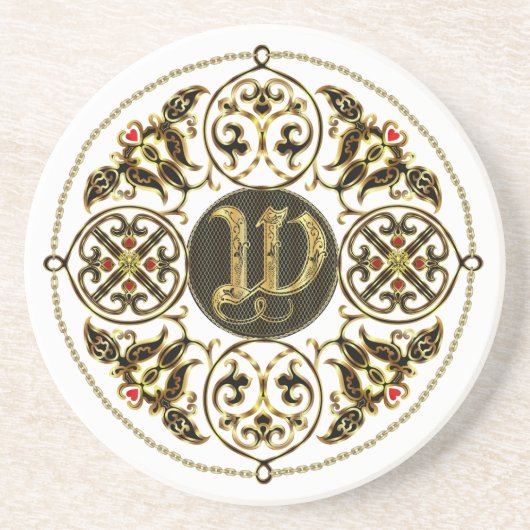 Dessous De Verre En Grès Le meilleur classique de monogramme de W a regardé (Devant)