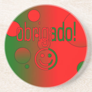 Dessous De Verre En Grès Le Merci portugais Obrigado de cadeaux font face