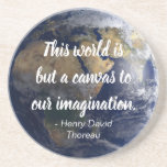 Dessous De Verre En Grès Le monde est une citation inspirante en toile<br><div class="desc">Le Monde n'est qu'une toile de notre imagination - Henry David Thoreau,  citation inspirante.</div>