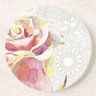 Dessous De Verre En Grès Le motif floral fleuri avec l'aquarelle rose s'est