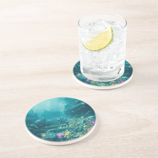 Dessous De Verre En Grès Le Mythe Englouti  (Côté)