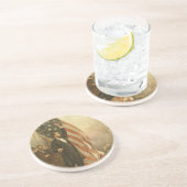 Dessous De Verre En Grès Le Président Abraham Lincoln sous le drapeau (Côté)