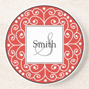 Dessous De Verre En Grès Le rouge tourbillonne mariage personnalisé par