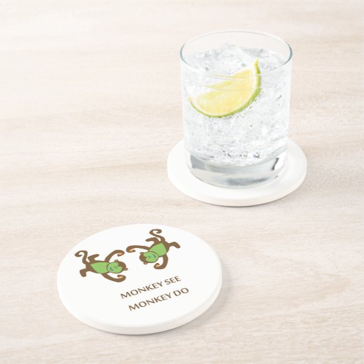 Dessous De Verre En Grès Le singe voient le singe faire (Côté)