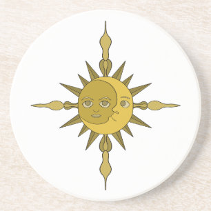 Dessous De Verre En Grès Le soleil et la lune