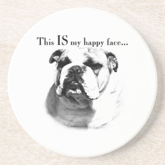 Dessous De Verre En Grès Le visage joyeux de Bulldog (Devant)