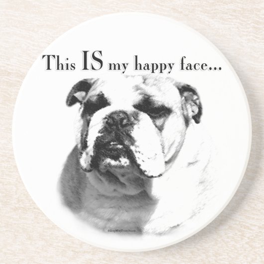 Dessous De Verre En Grès Le visage joyeux de Bulldog (Devant)