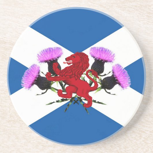 Dessous De Verre En Grès L'Ecosse, chardon de fleur, lion effréné (Devant)