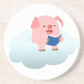 Dessous De Verre En Grès Lecteur de cochon de dessin mignon sur le Dessous (Devant)