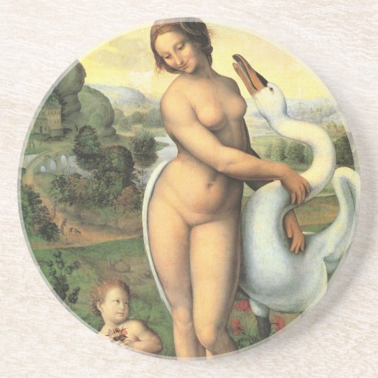 Dessous De Verre En Grès Leda et le cygne par Leonardo da Vinci (Devant)