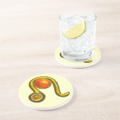 Dessous De Verre En Grès LEO ZODIAC ANNIVERSAIRE JEWEL Jaune Topaz, Or, crè (Côté)