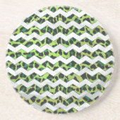Dessous De Verre En Grès Leopard Chevron noir et vert (Devant)