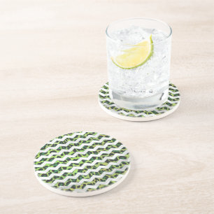 Dessous De Verre En Grès Leopard Chevron noir et vert