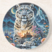 Dessous De Verre En Grès Léopard de Neige - Château - Lune, (Devant)