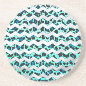 Dessous De Verre En Grès Léopard noir et Turquoise (Devant)