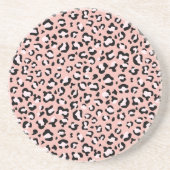 Dessous De Verre En Grès Léopard Print, Léopard Spots, Rose Léopard (Devant)