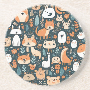 Dessous De Verre En Grès Les animaux adorables design vert décor