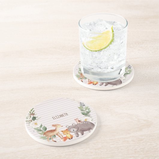 Dessous De Verre En Grès Les animaux des bois (Côté)