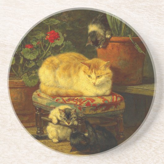 Dessous De Verre En Grès Les chatons en jeu (Devant)