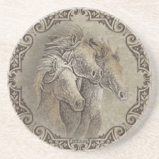 Dessous De Verre En Grès Les chevaux (Devant)