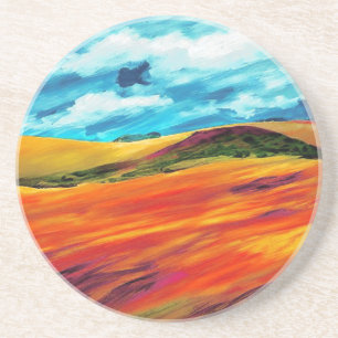 Dessous De Verre En Grès Les collines rouges jaunes