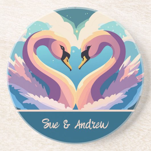 Dessous De Verre En Grès Les cygnes amoureux (Devant)