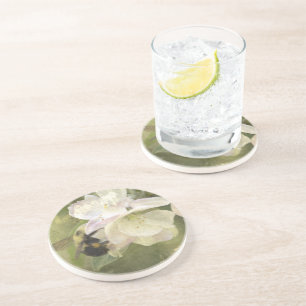 Dessous De Verre En Grès Les fleurs de pomme et la bourdons