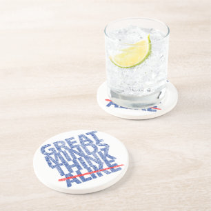 Dessous De Verre En Grès Les grands esprits pensent le texte bleu